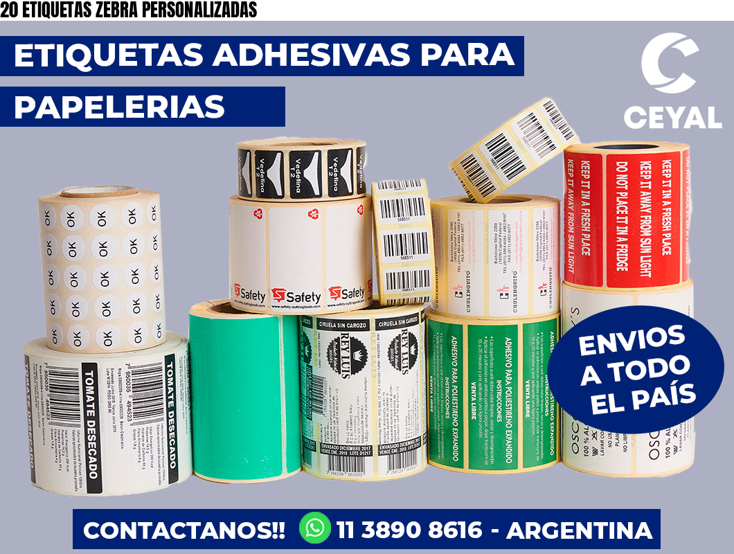 20 ETIQUETAS ZEBRA PERSONALIZADAS