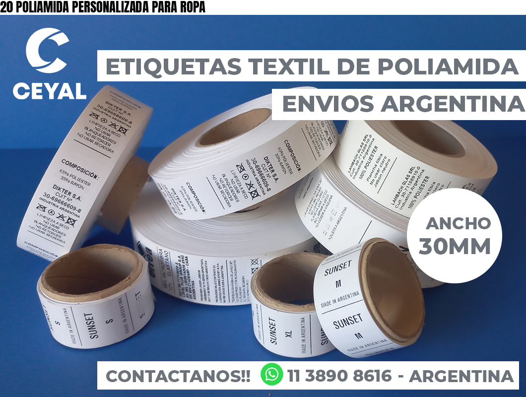20 POLIAMIDA PERSONALIZADA PARA ROPA