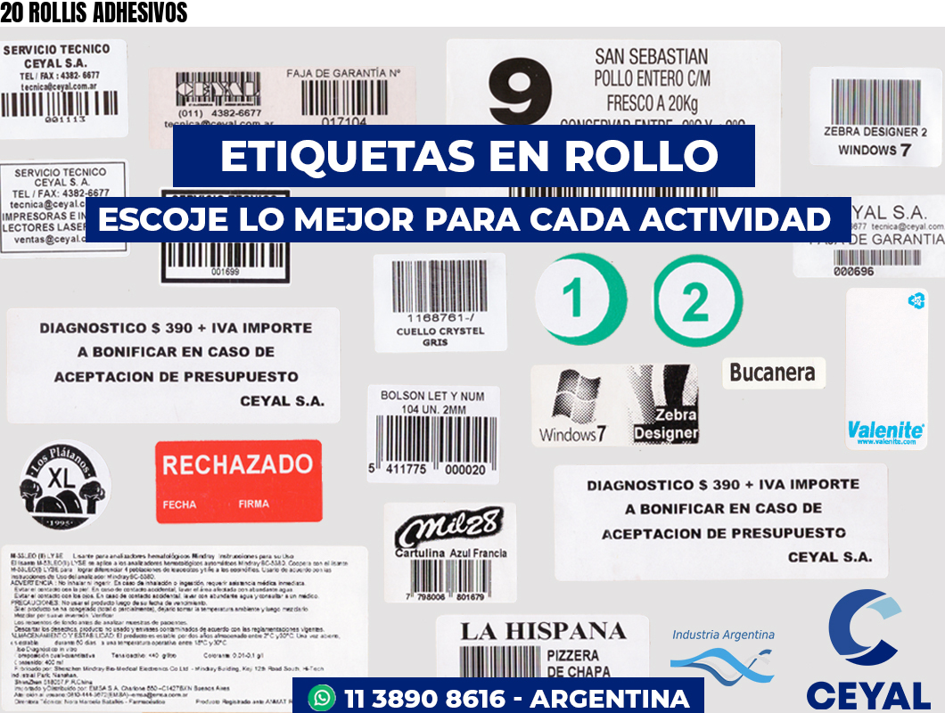 20 ROLLIS ADHESIVOS