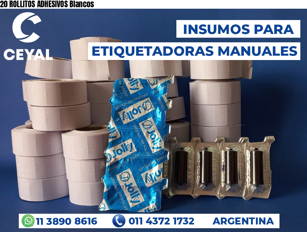 20 ROLLITOS ADHESIVOS Blancos