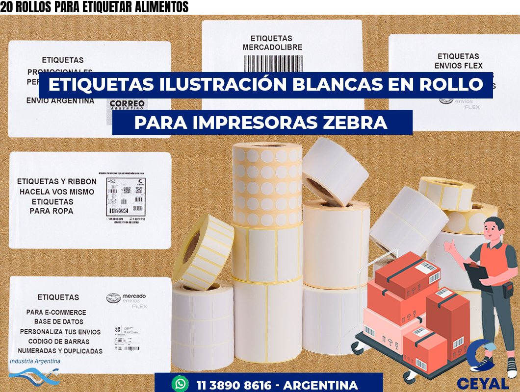20 ROLLOS PARA ETIQUETAR ALIMENTOS