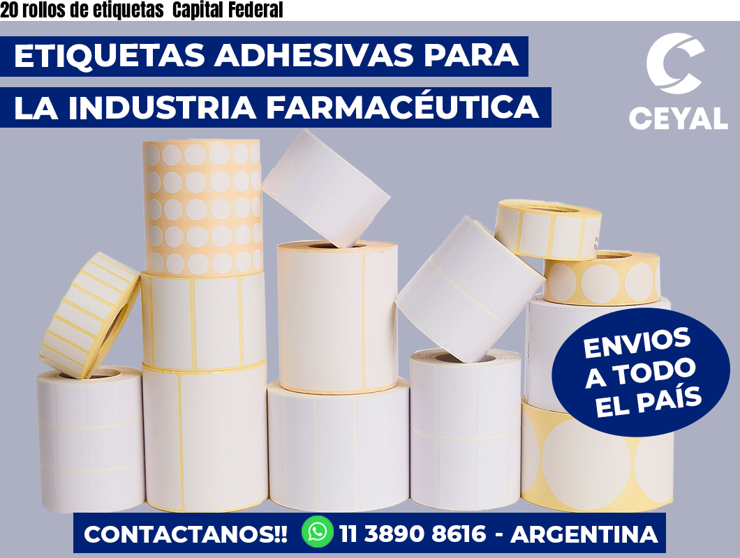 20 rollos de etiquetas Capital Federal