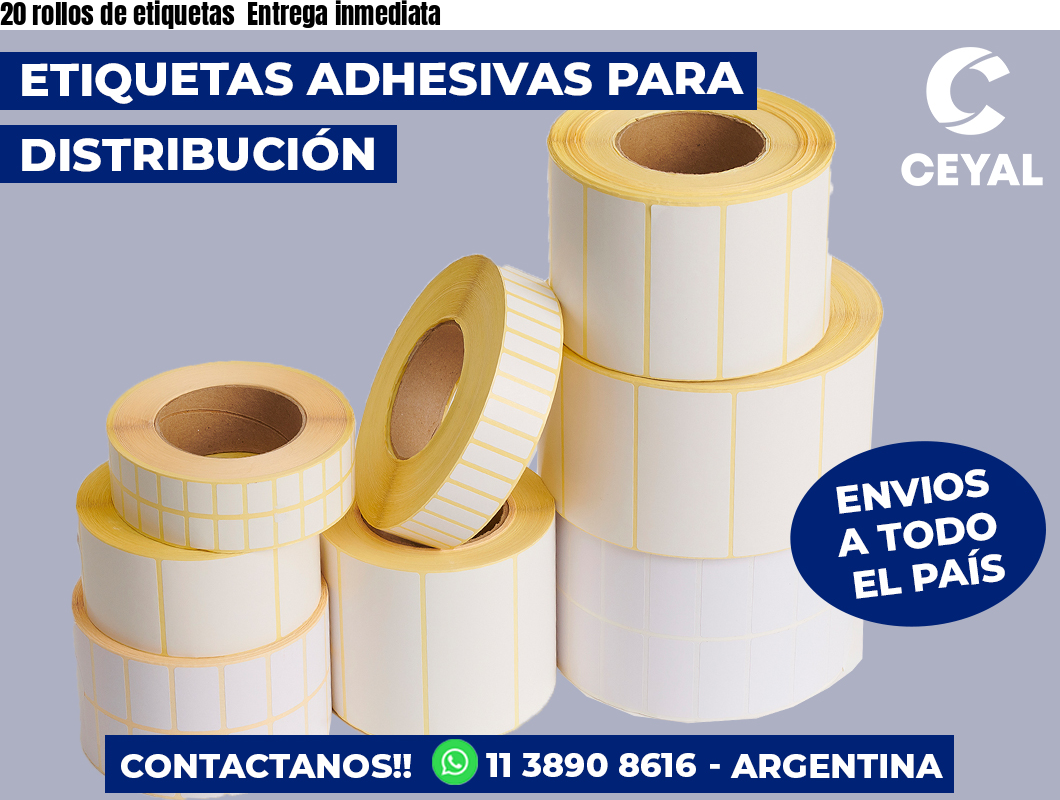 20 rollos de etiquetas  Entrega inmediata