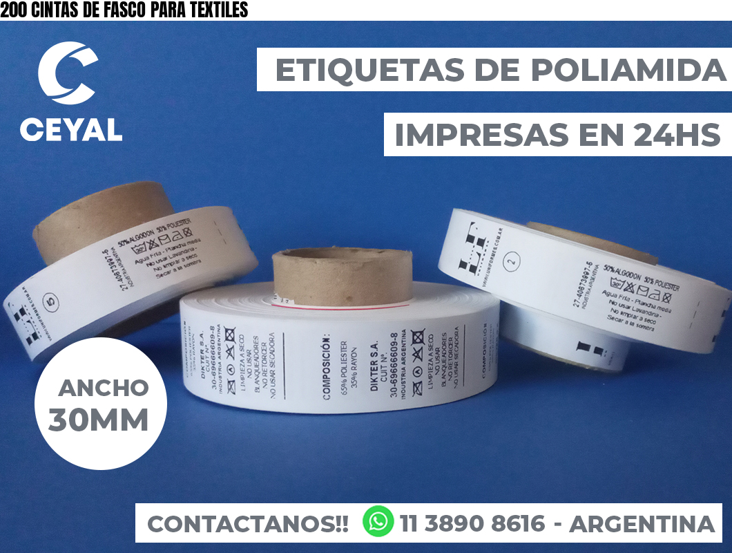 200 CINTAS DE FASCO PARA TEXTILES