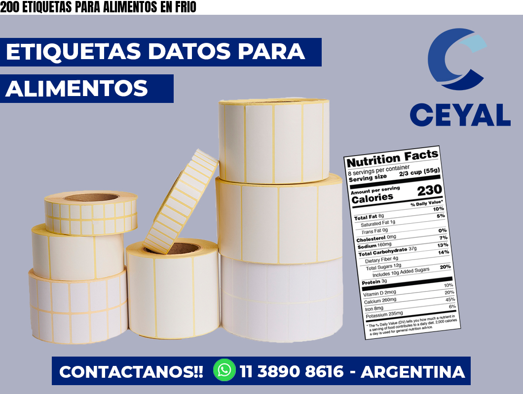 200 ETIQUETAS PARA ALIMENTOS EN FRIO