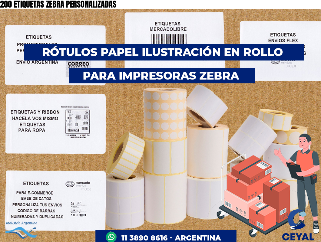 200 ETIQUETAS ZEBRA PERSONALIZADAS