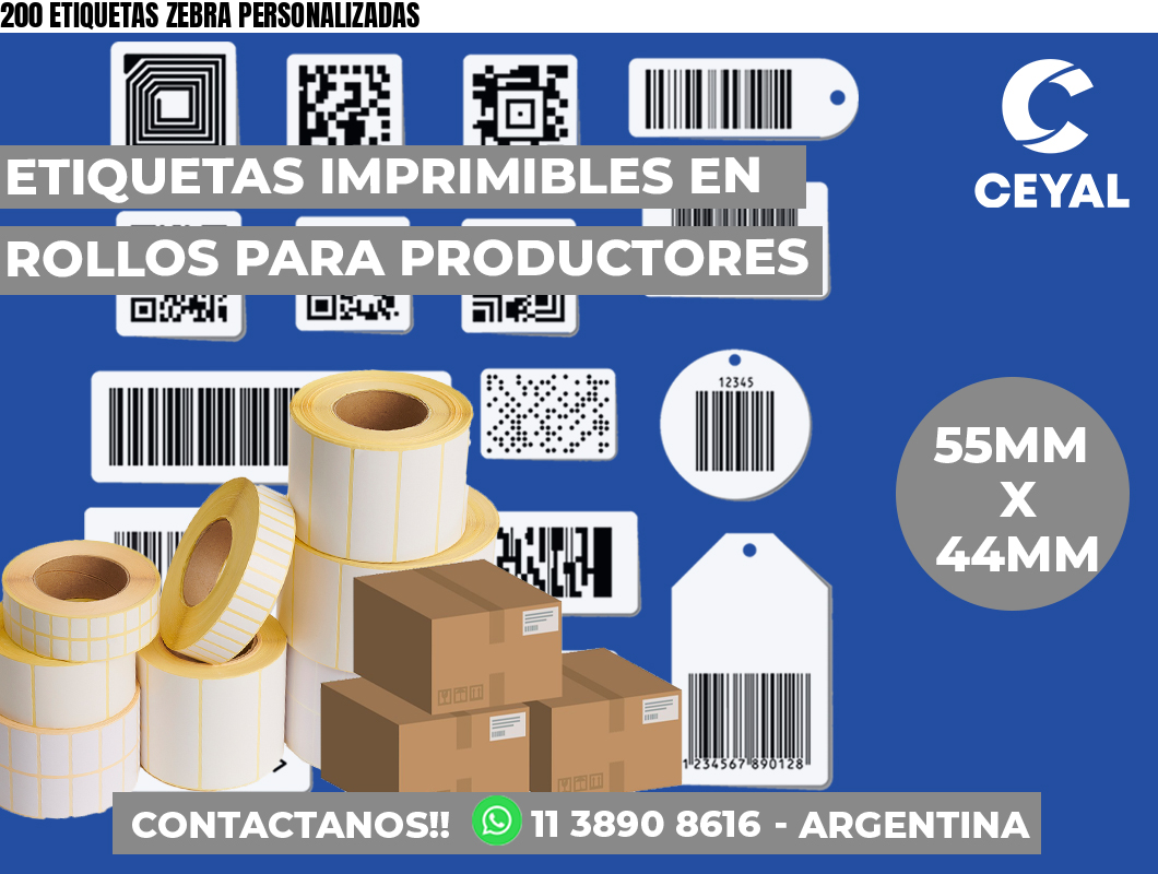 200 ETIQUETAS ZEBRA PERSONALIZADAS
