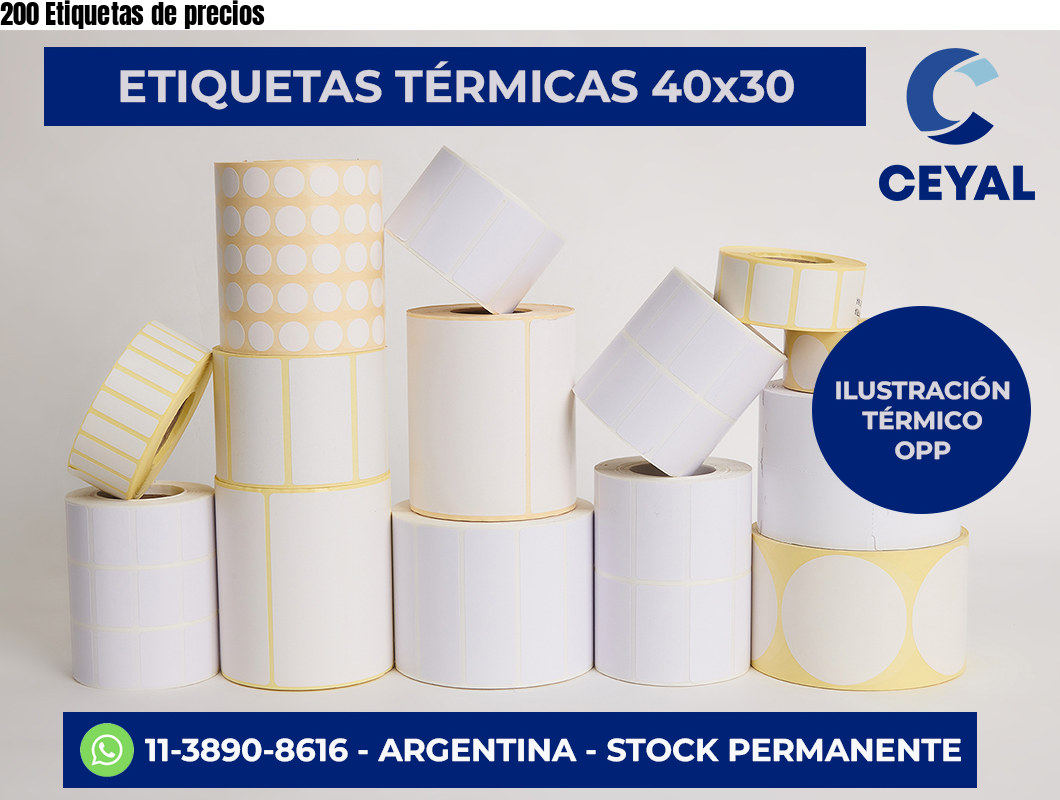 200 Etiquetas de precios