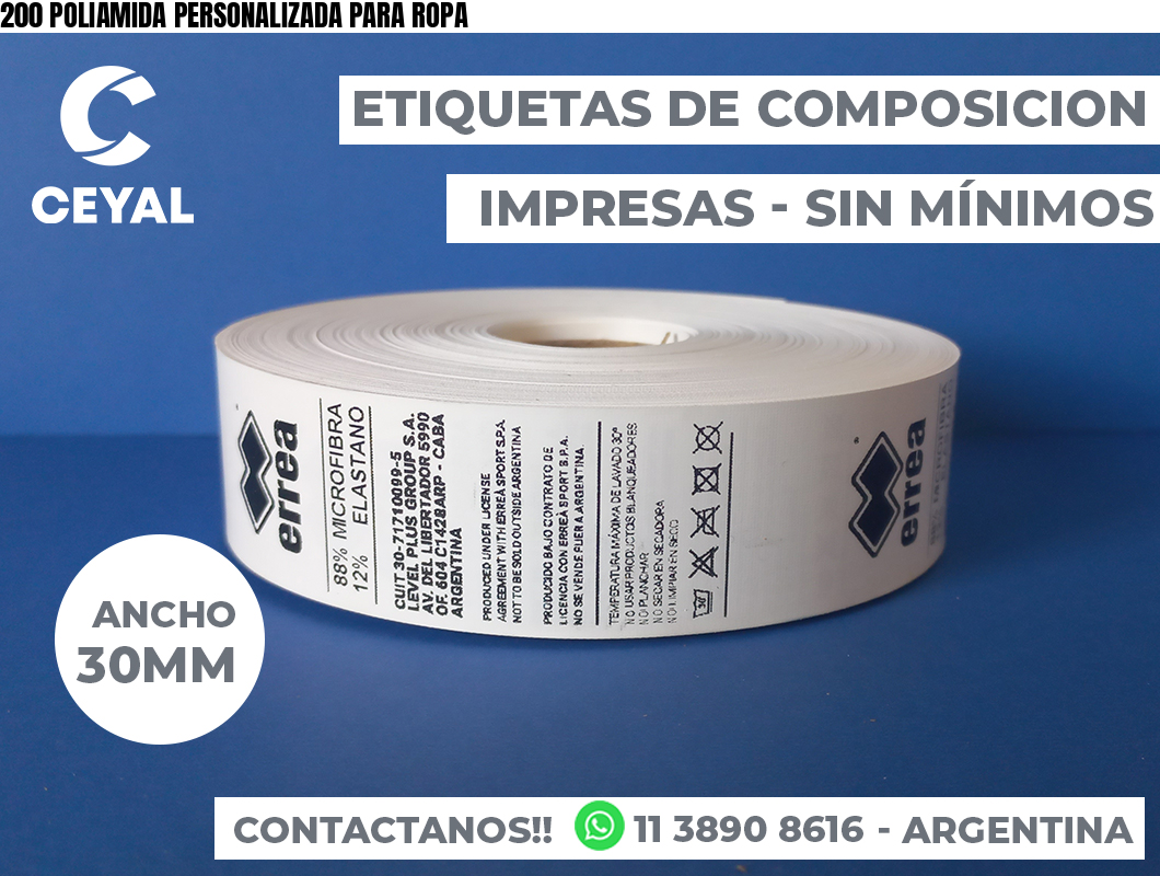 200 POLIAMIDA PERSONALIZADA PARA ROPA