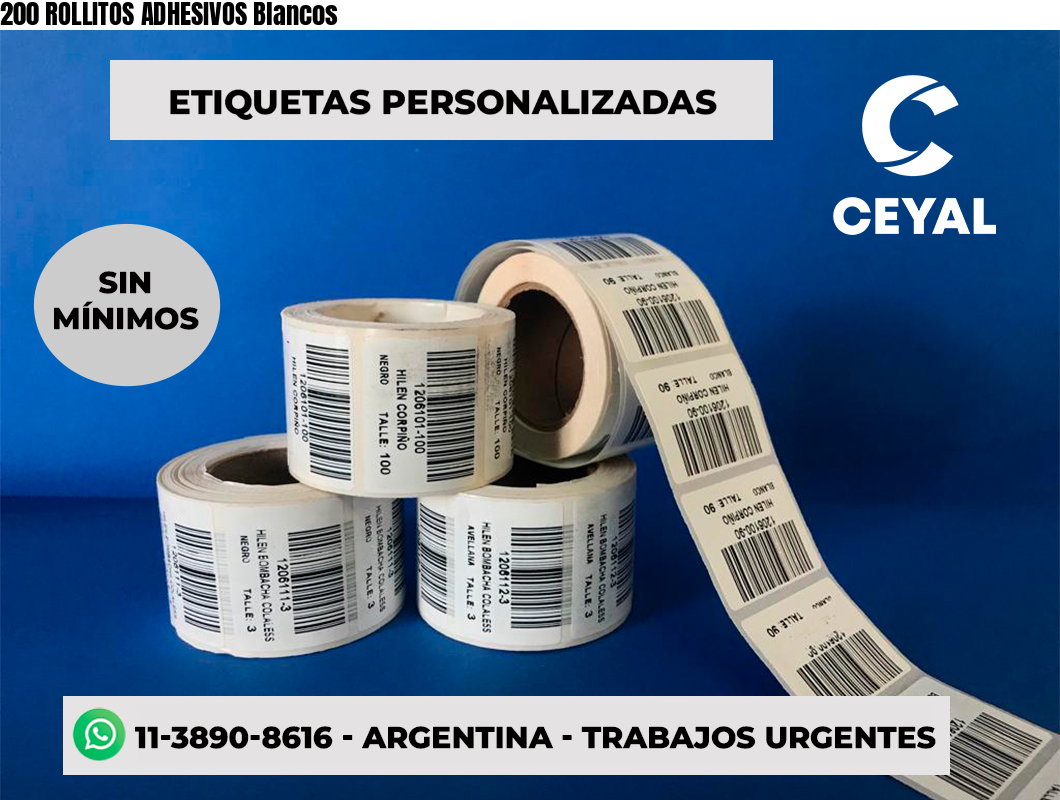 200 ROLLITOS ADHESIVOS Blancos