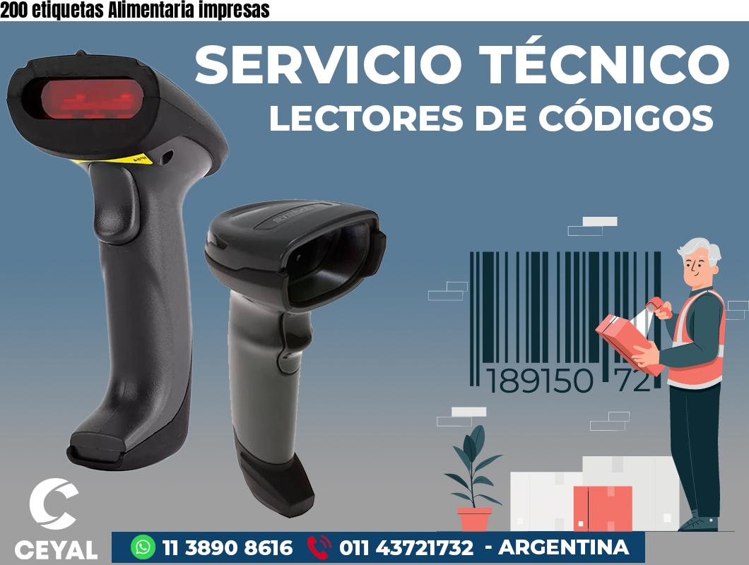 200 etiquetas Alimentaria impresas