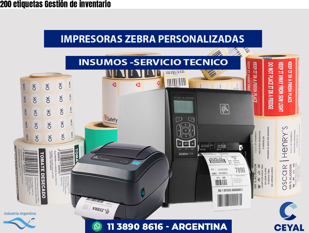 200 etiquetas Gestión de inventario