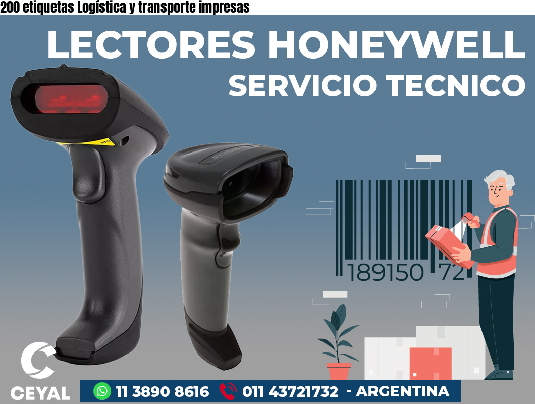 200 etiquetas Logística y transporte impresas