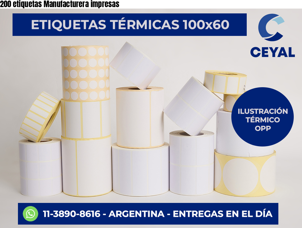 200 etiquetas Manufacturera impresas