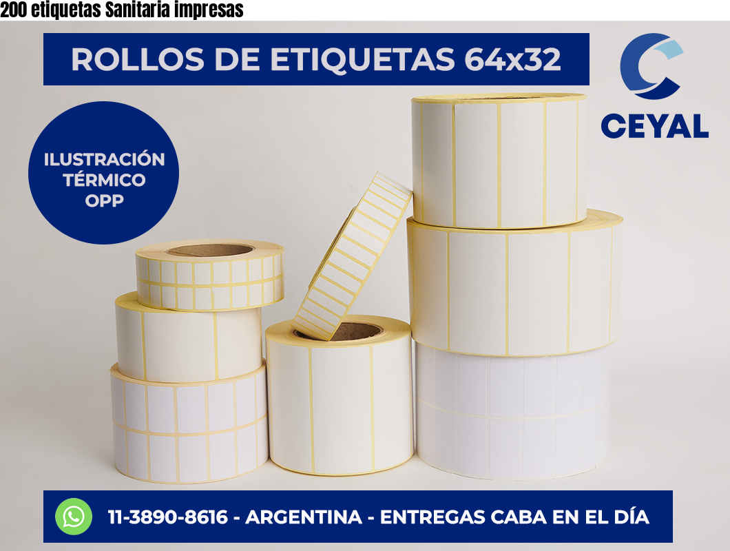 200 etiquetas Sanitaria impresas