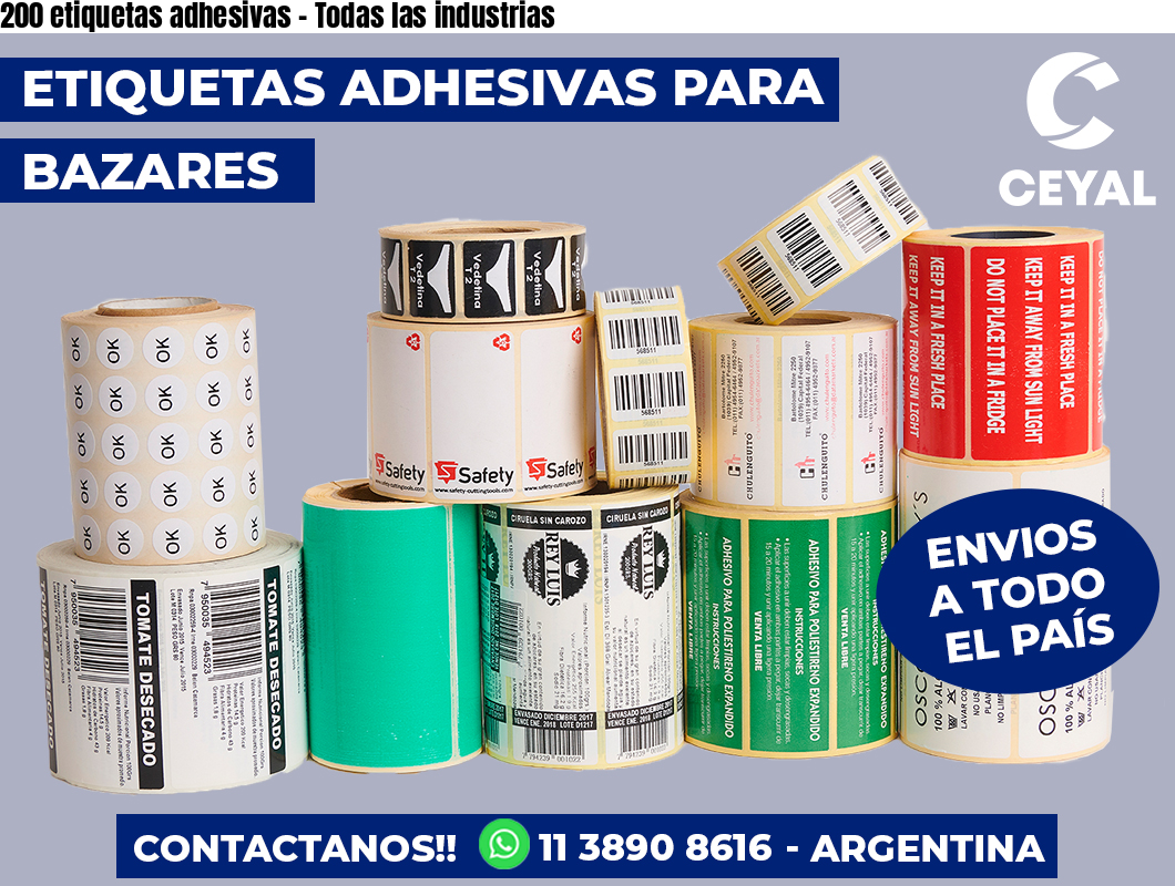 200 etiquetas adhesivas - Todas las industrias