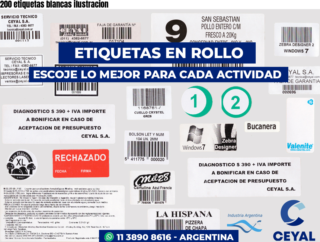 200 etiquetas blancas ilustracion