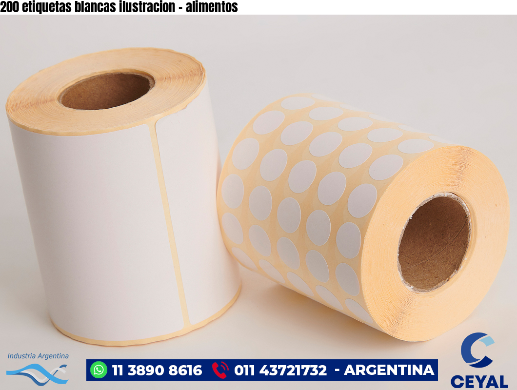 200 etiquetas blancas ilustracion – alimentos