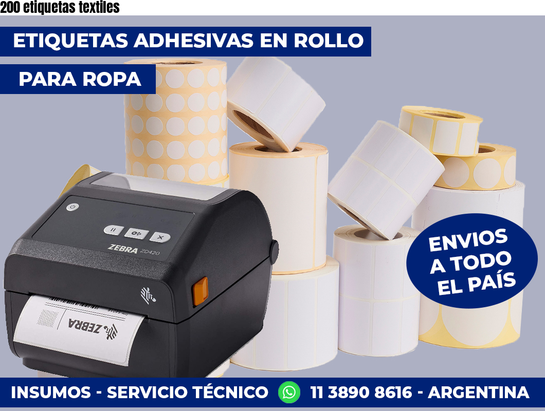 200 etiquetas textiles
