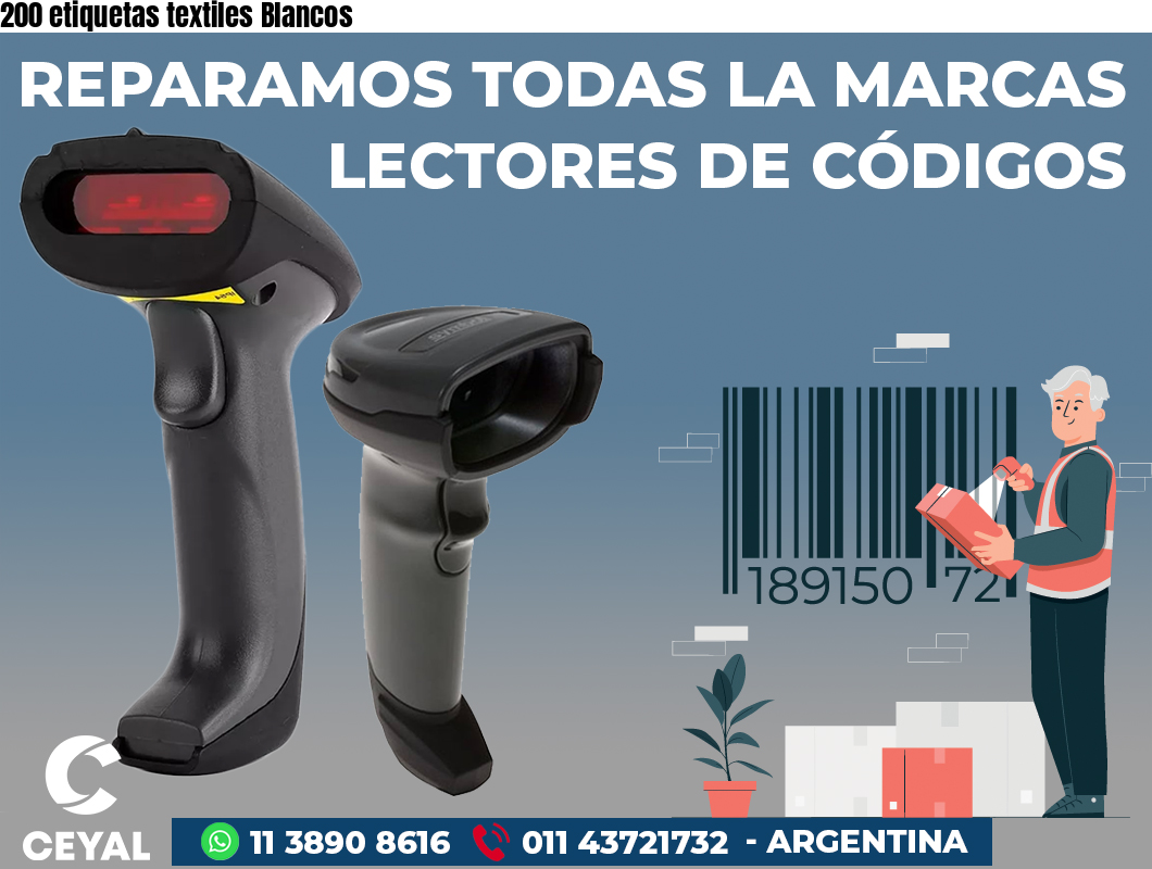200 etiquetas textiles Blancos