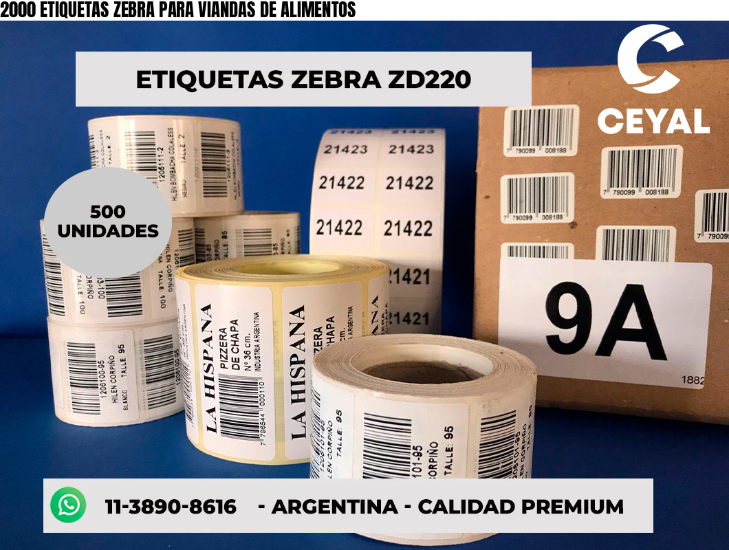 2000 ETIQUETAS ZEBRA PARA VIANDAS DE ALIMENTOS
