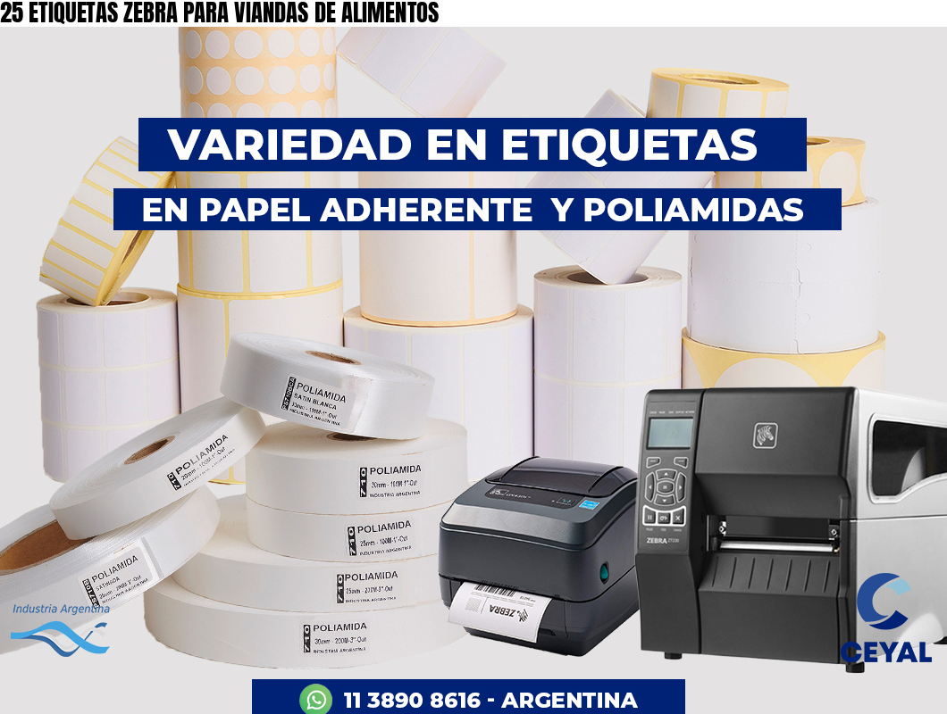 25 ETIQUETAS ZEBRA PARA VIANDAS DE ALIMENTOS