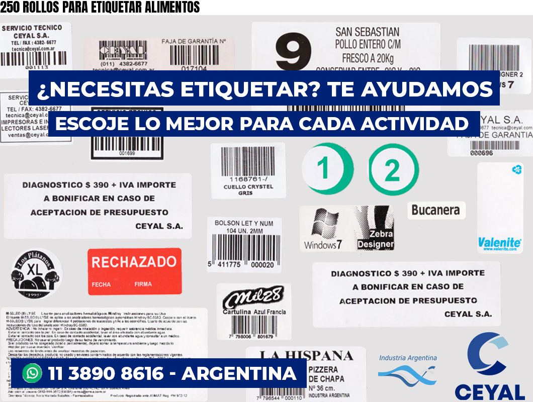 250 ROLLOS PARA ETIQUETAR ALIMENTOS
