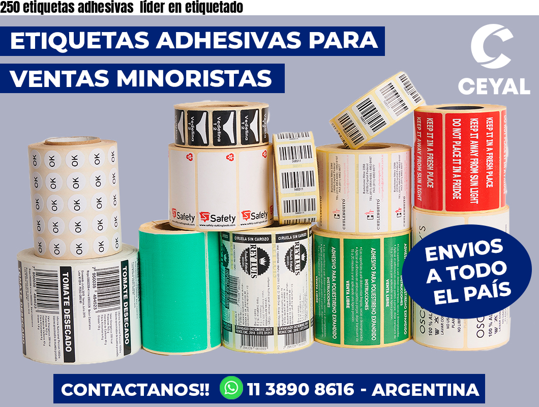 250 etiquetas adhesivas líder en etiquetado