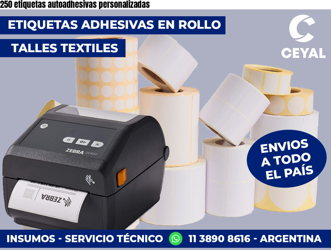 250 etiquetas autoadhesivas personalizadas