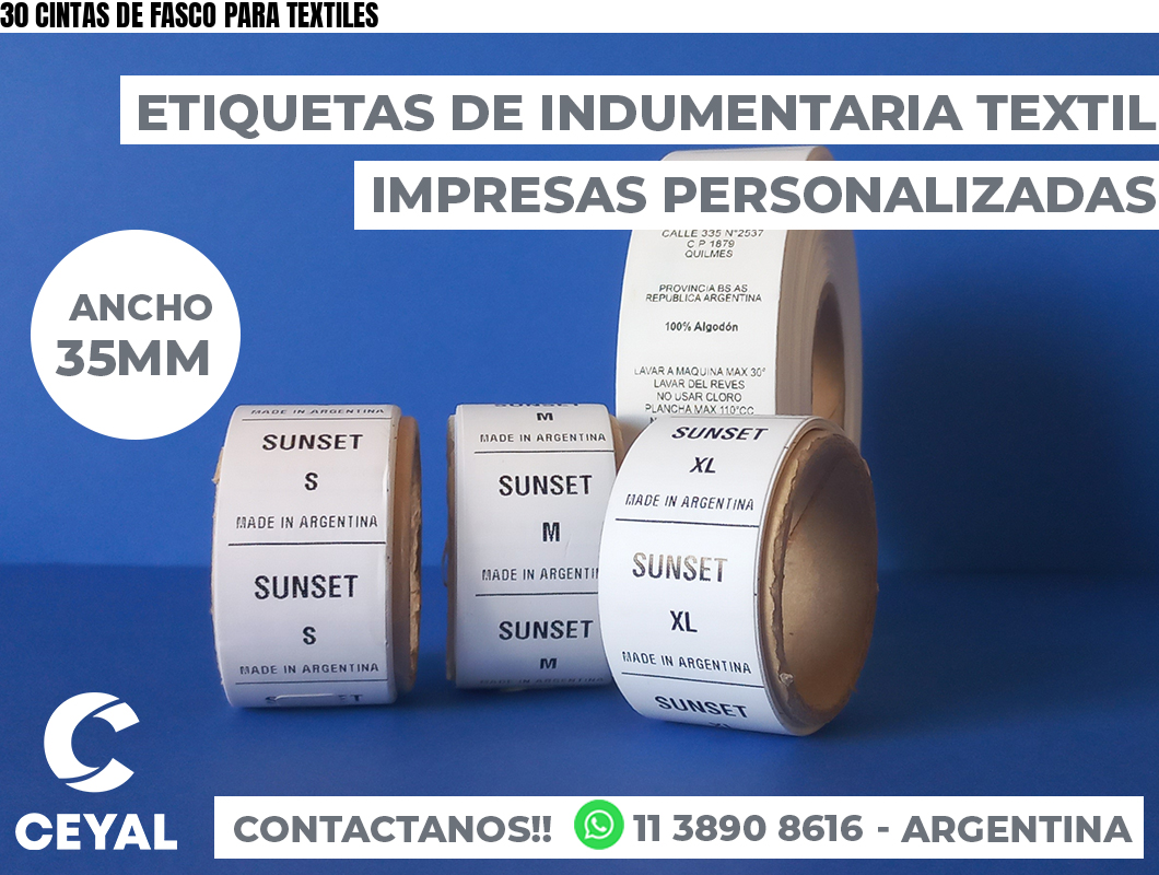 30 CINTAS DE FASCO PARA TEXTILES