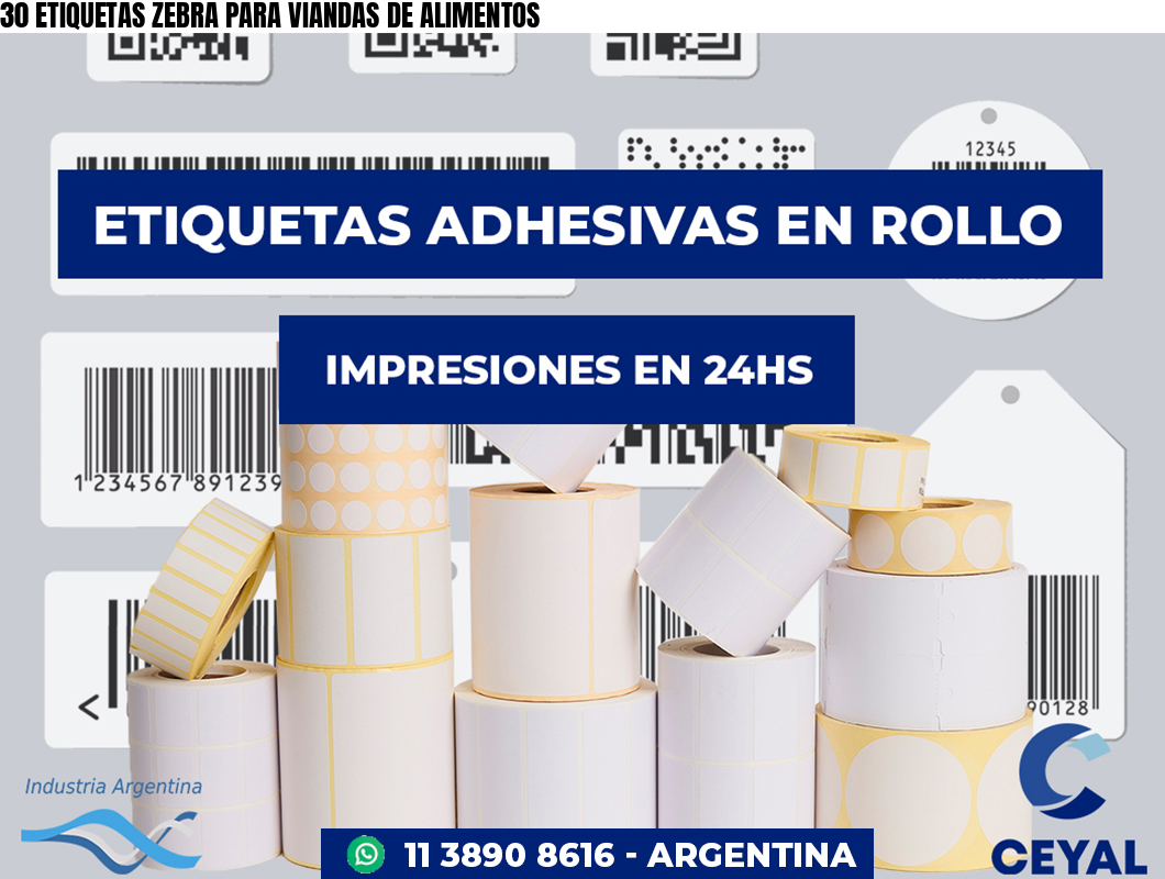 30 ETIQUETAS ZEBRA PARA VIANDAS DE ALIMENTOS
