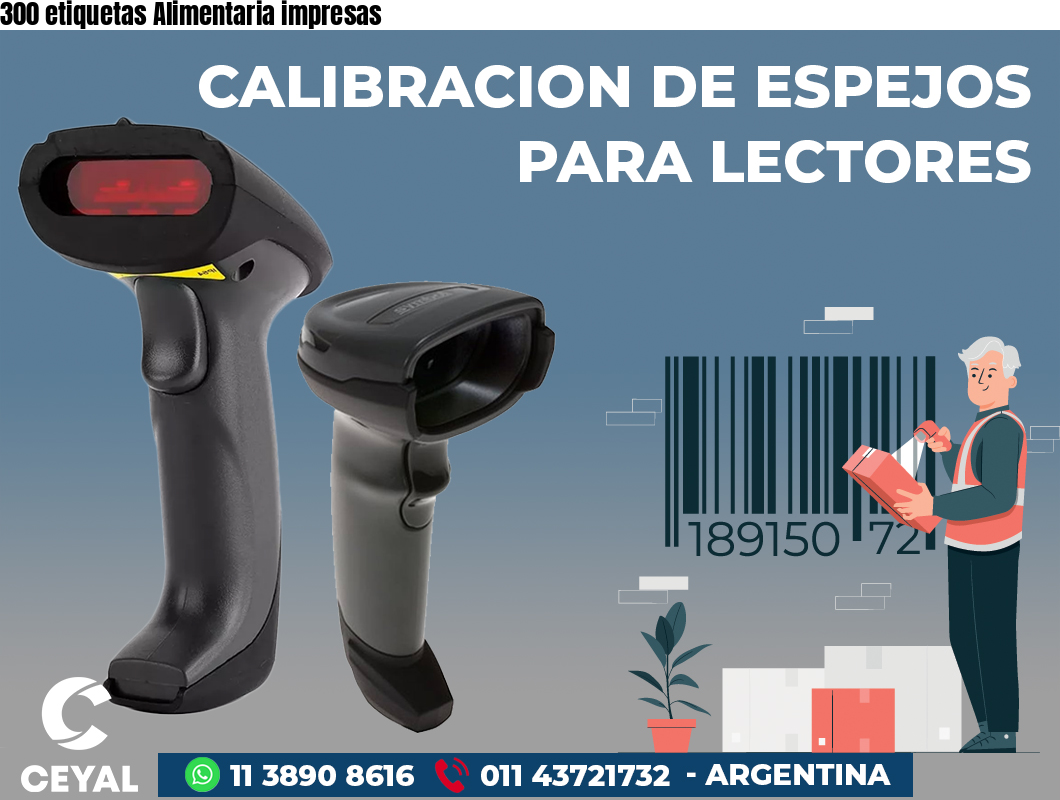 300 etiquetas Alimentaria impresas