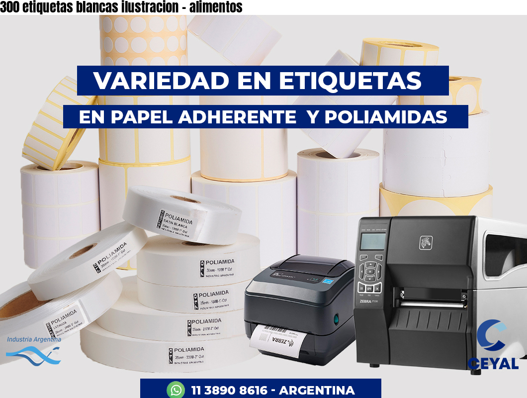 300 etiquetas blancas ilustracion - alimentos