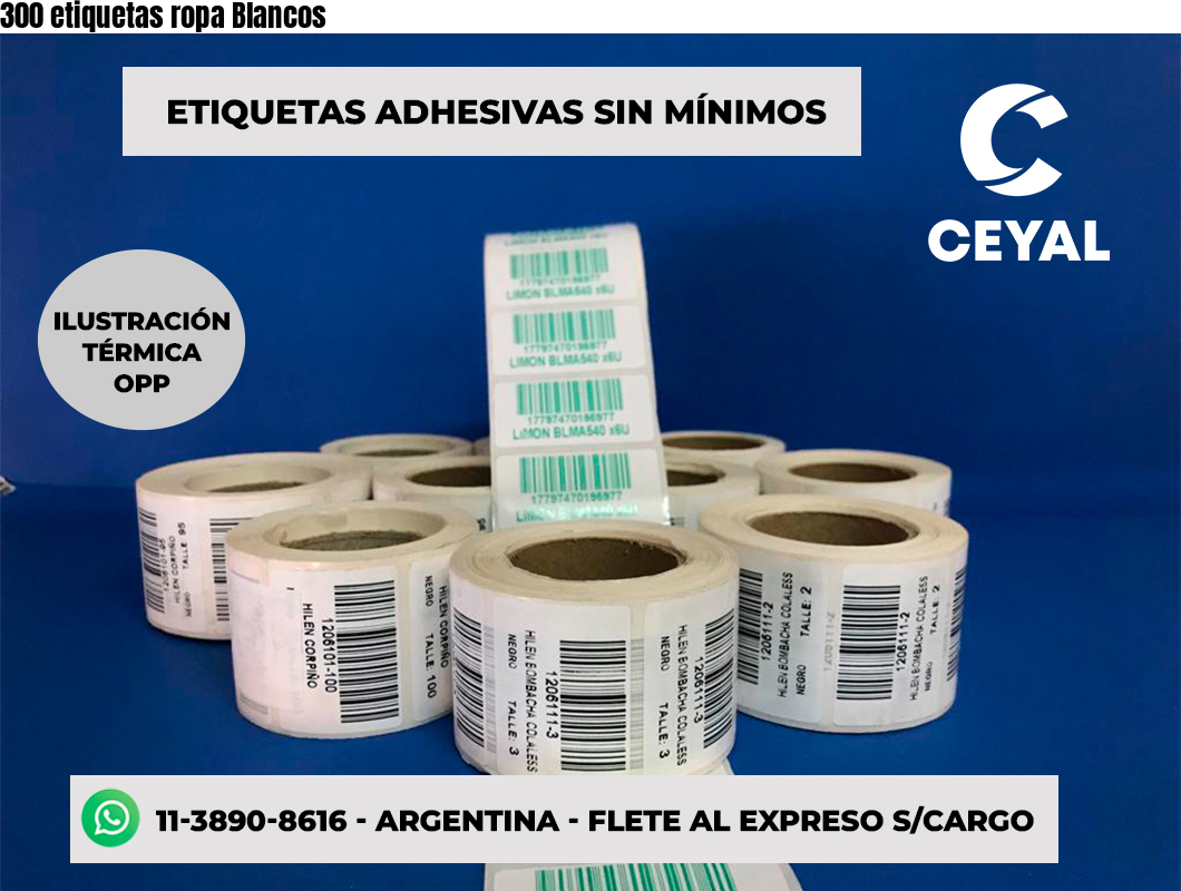 300 etiquetas ropa Blancos