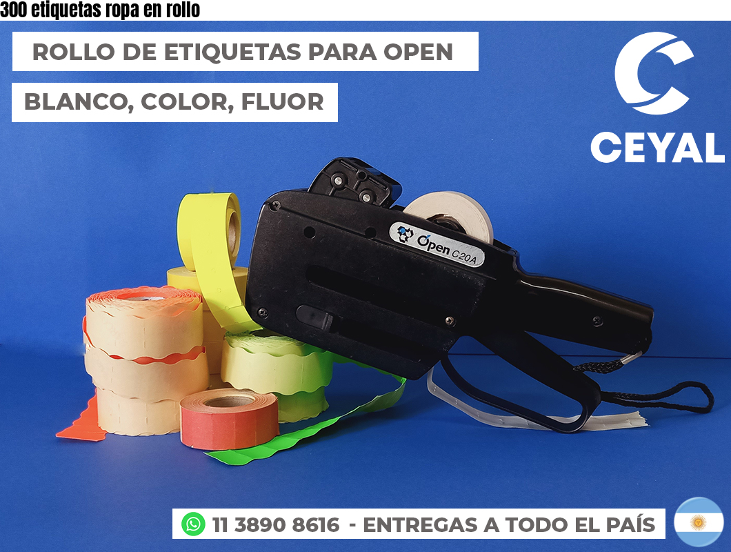300 etiquetas ropa en rollo