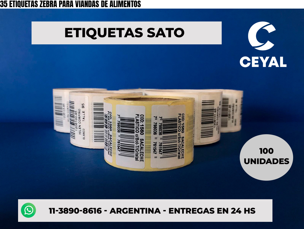 35 ETIQUETAS ZEBRA PARA VIANDAS DE ALIMENTOS