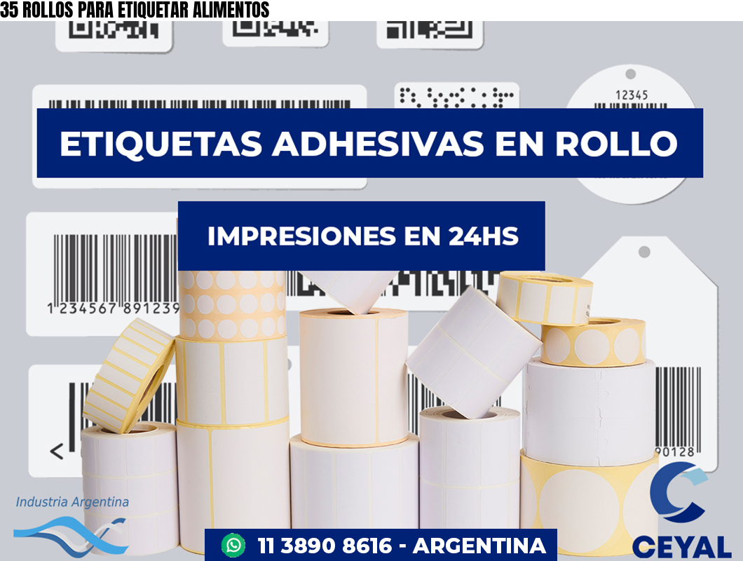 35 ROLLOS PARA ETIQUETAR ALIMENTOS