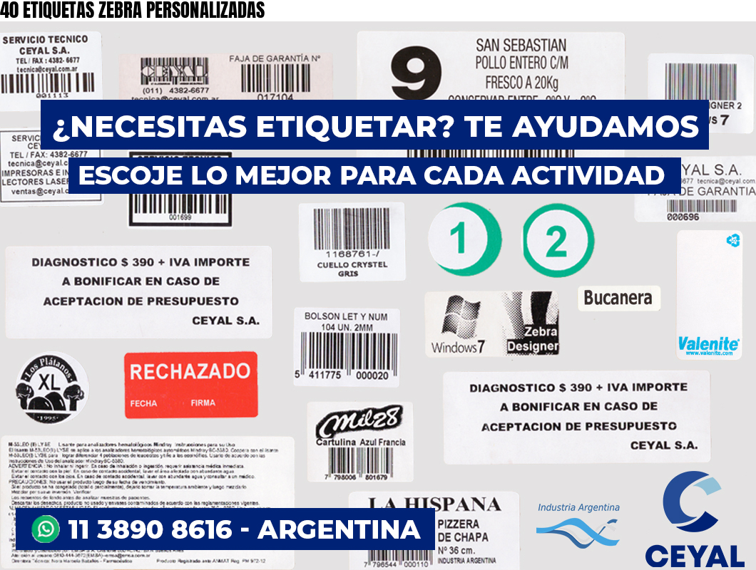 40 ETIQUETAS ZEBRA PERSONALIZADAS