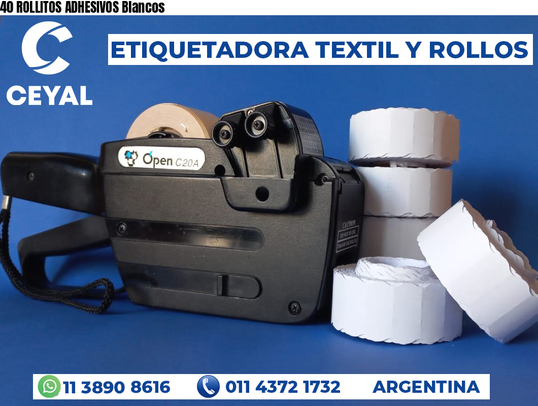 40 ROLLITOS ADHESIVOS Blancos