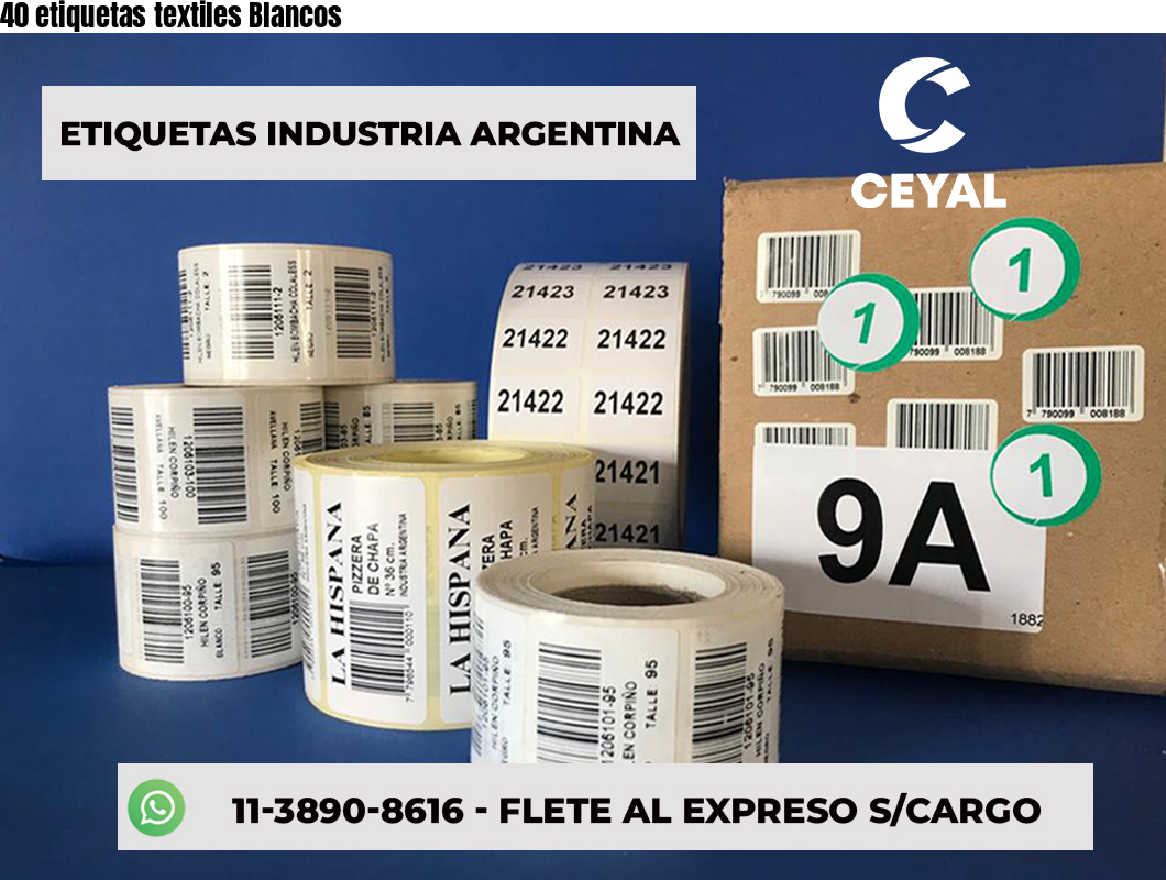 40 etiquetas textiles Blancos