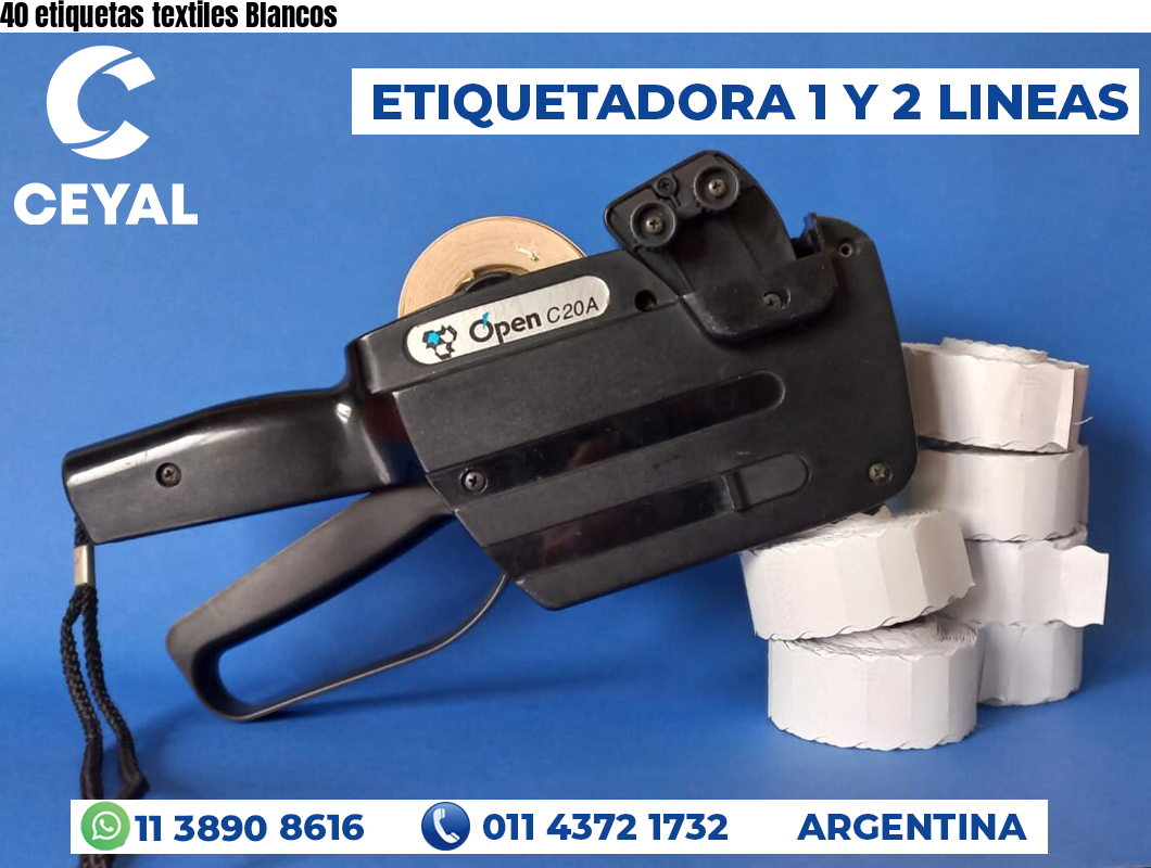 40 etiquetas textiles Blancos