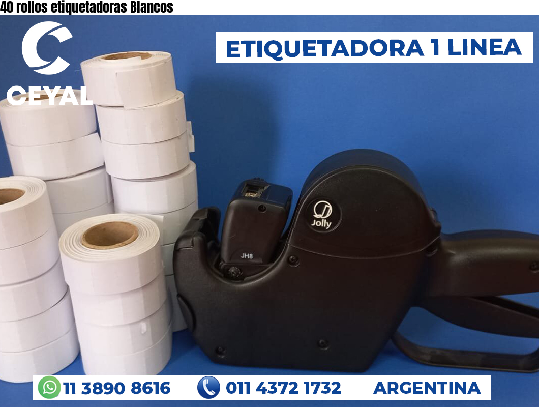 40 rollos etiquetadoras Blancos