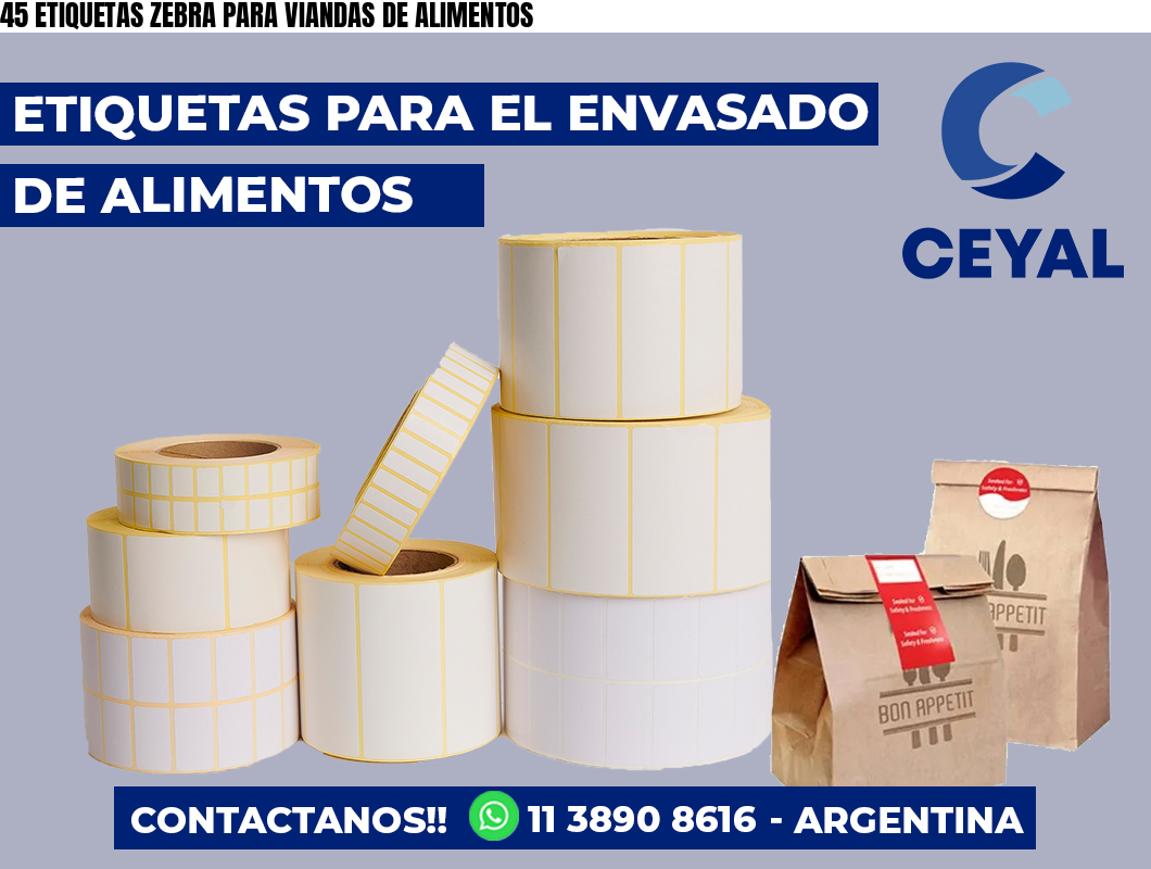 45 ETIQUETAS ZEBRA PARA VIANDAS DE ALIMENTOS