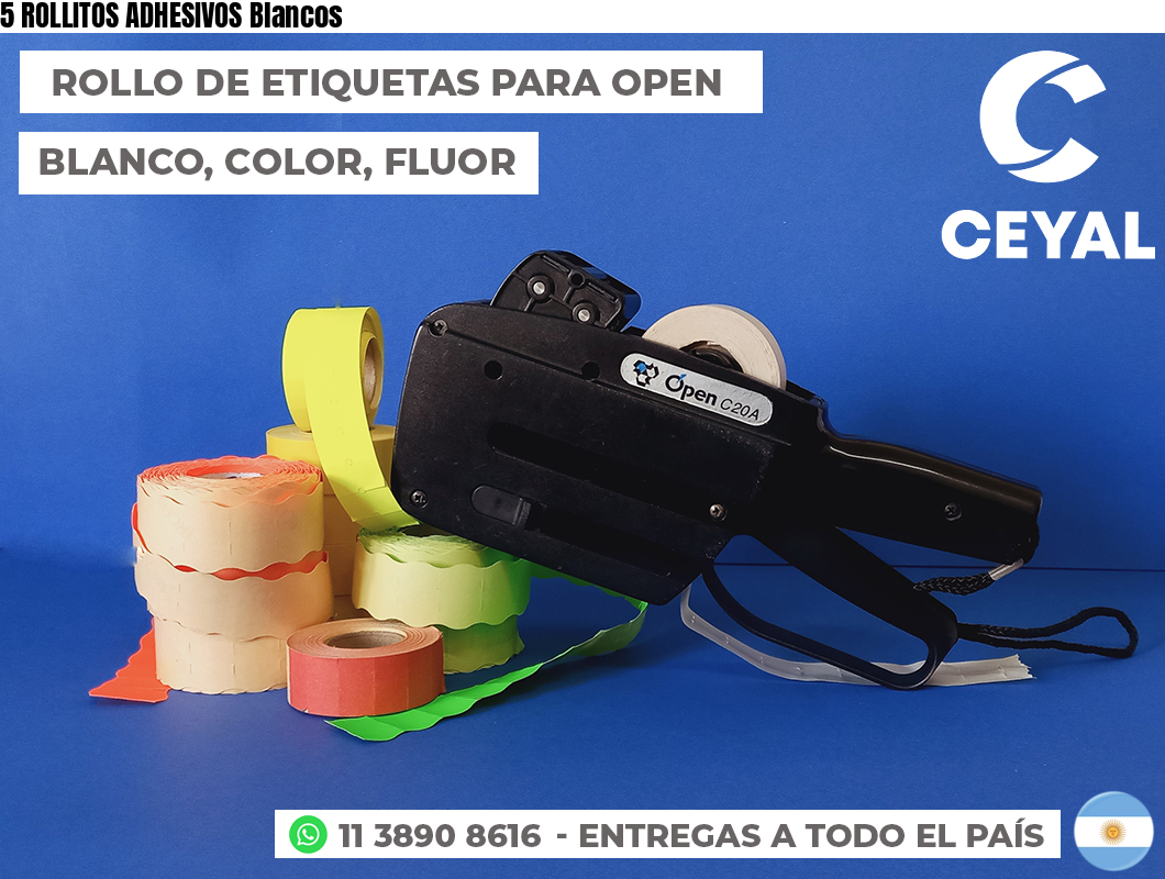5 ROLLITOS ADHESIVOS Blancos