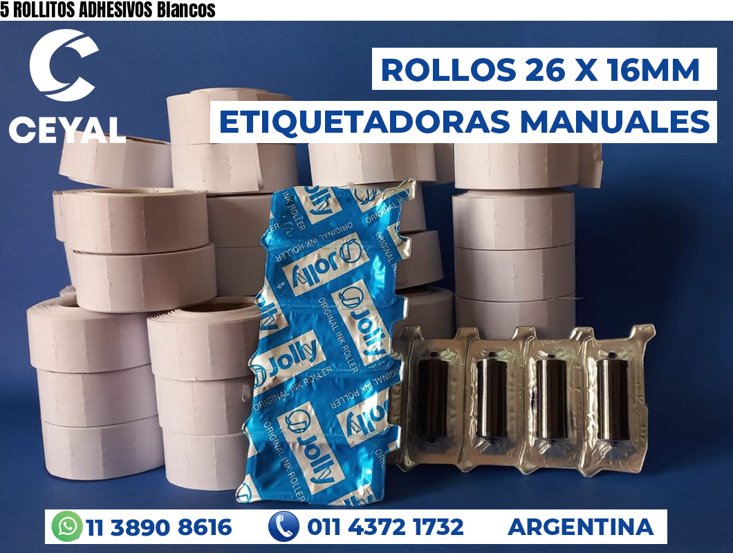 5 ROLLITOS ADHESIVOS Blancos