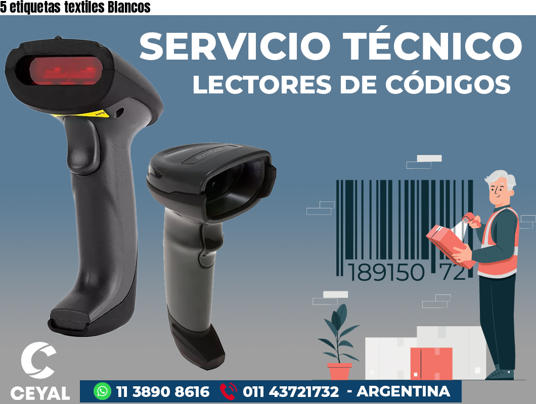 5 etiquetas textiles Blancos