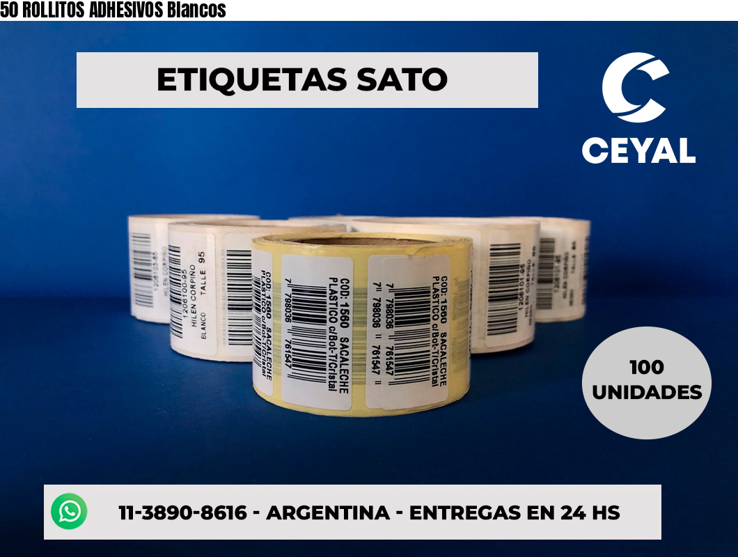 50 ROLLITOS ADHESIVOS Blancos