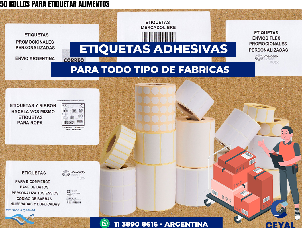 50 ROLLOS PARA ETIQUETAR ALIMENTOS