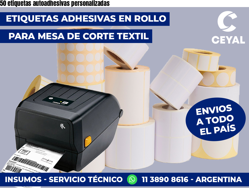 50 etiquetas autoadhesivas personalizadas