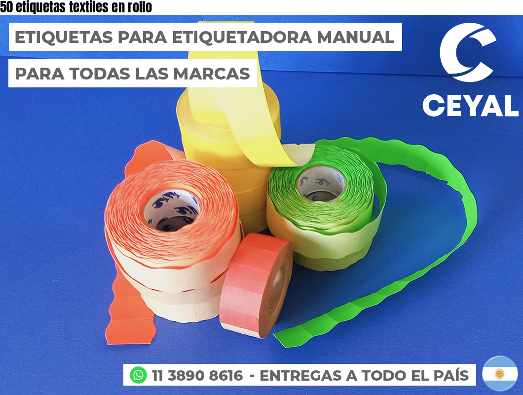 50 etiquetas textiles en rollo